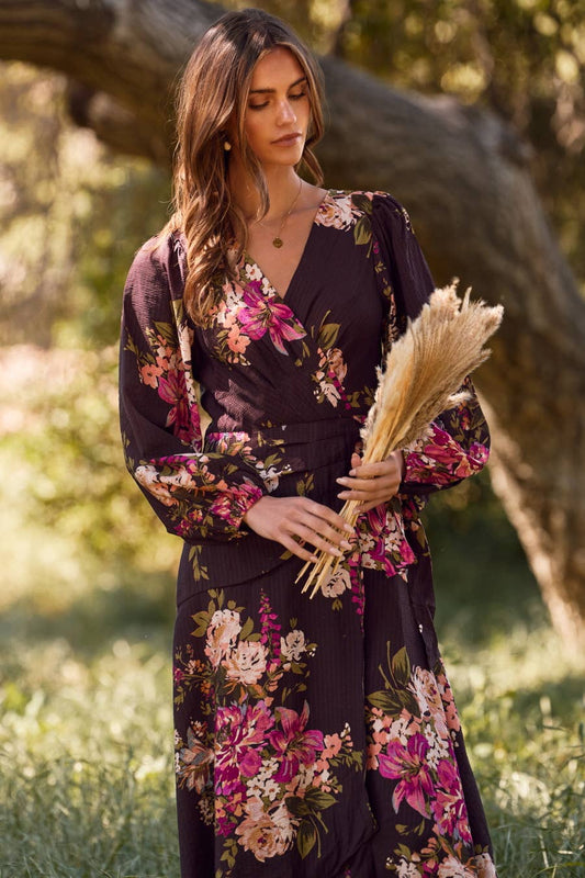 Floral Wrap Midi Dress