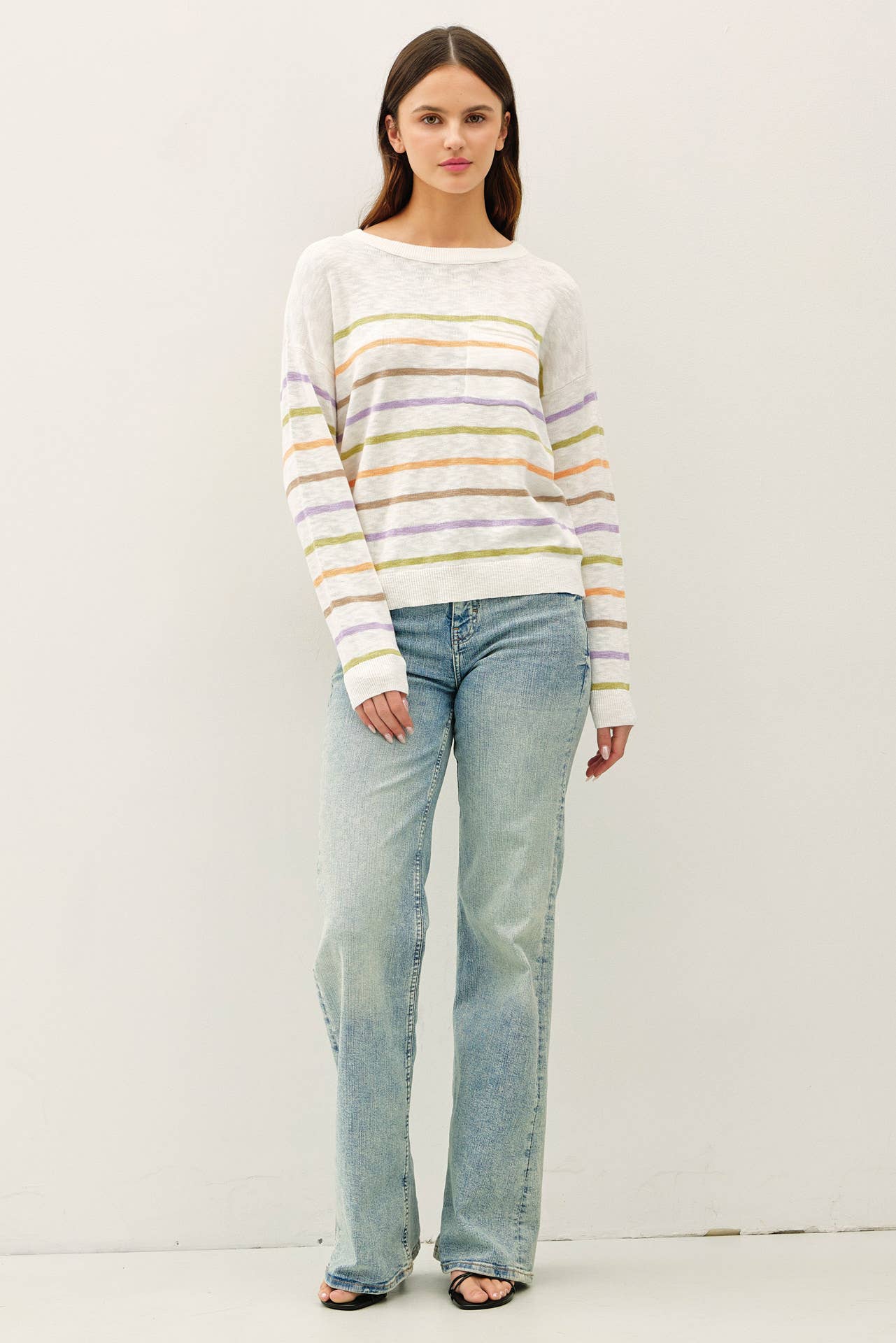 Spring Striped Slub Sweater