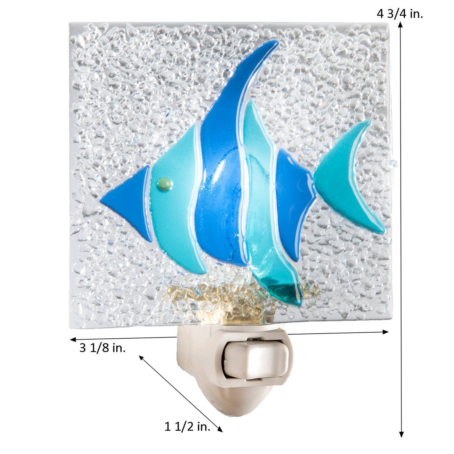 Tropical Blue Fish Fused Glass Night Light