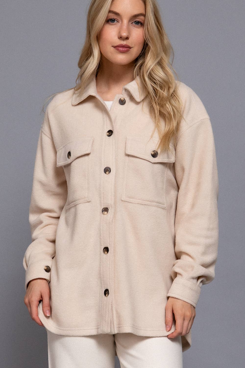 Cream Fleece Shacket
