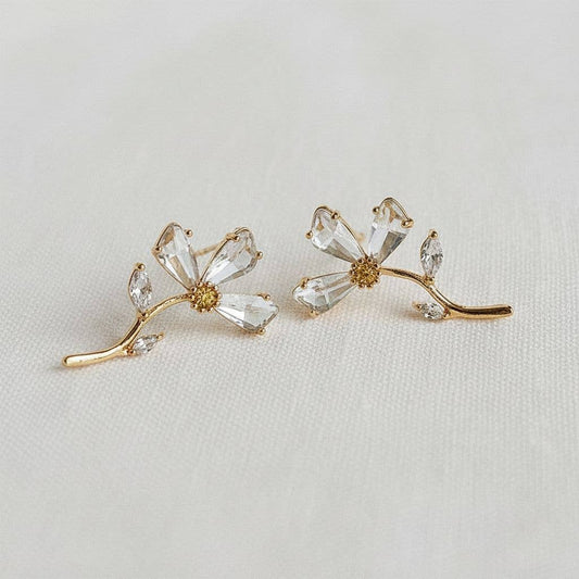 Long Floral Stud Earrings
