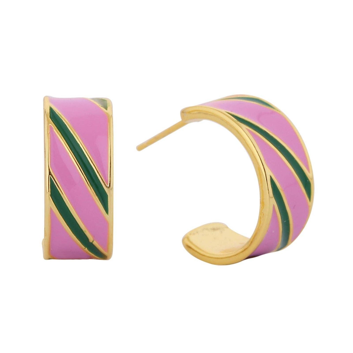 Pink & Green Stripe Earring