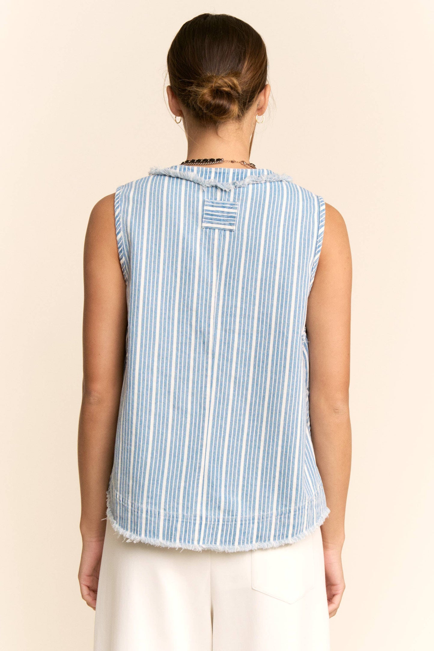 Striped Denim Vest