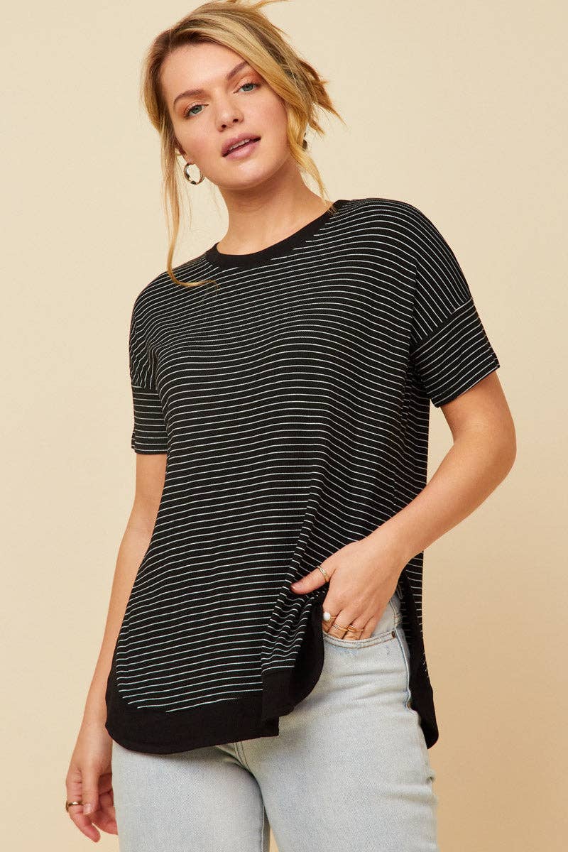 Striped Banded Dolman Top