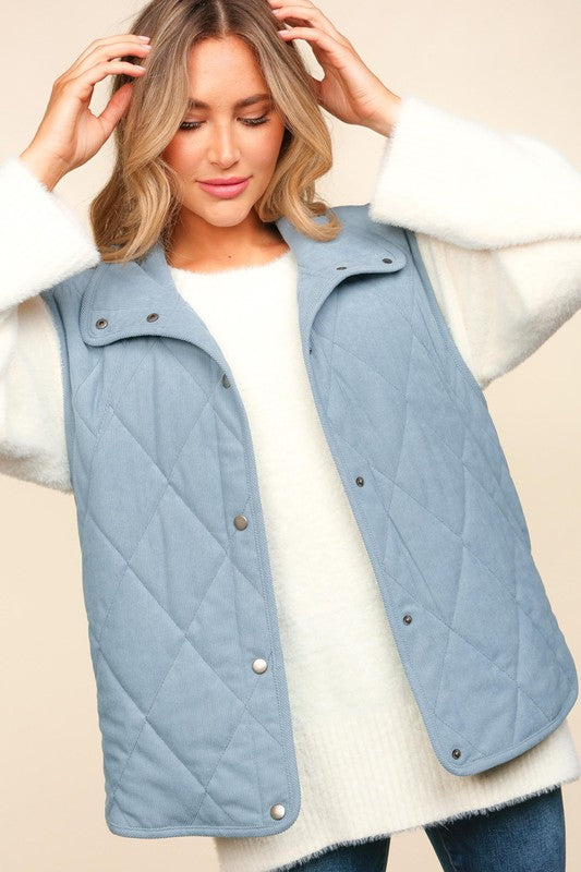 Corduroy Quilted Puffer Vest