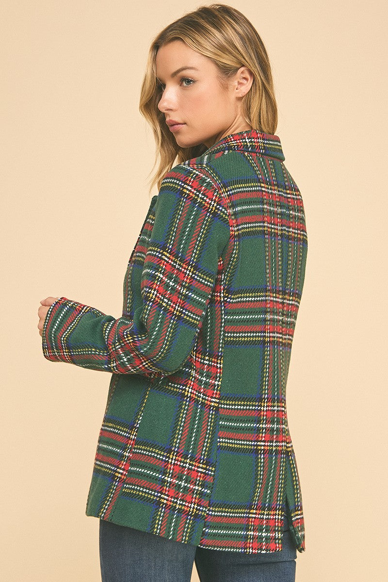 Plaid Blazer With Single Button