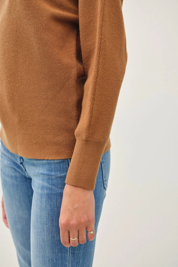 Boat Neck Dolman Sleeve Sweater | Brown