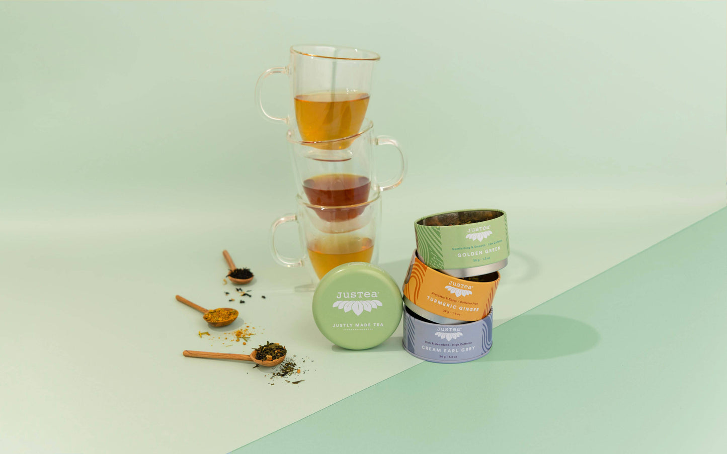 Assorted Trio Tin & Spoon | Organic Black, Green, Herbal Tea