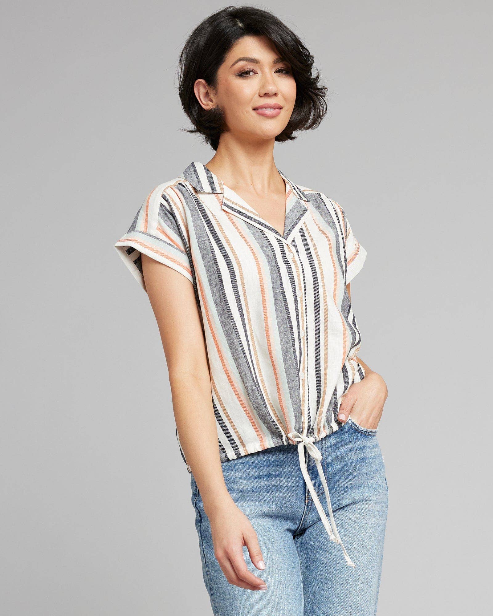 V Neck Frill Top - English Garden