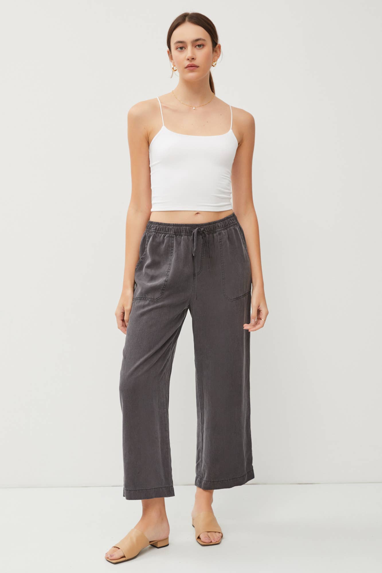 Tencel Wide Leg Pants | Charcaol