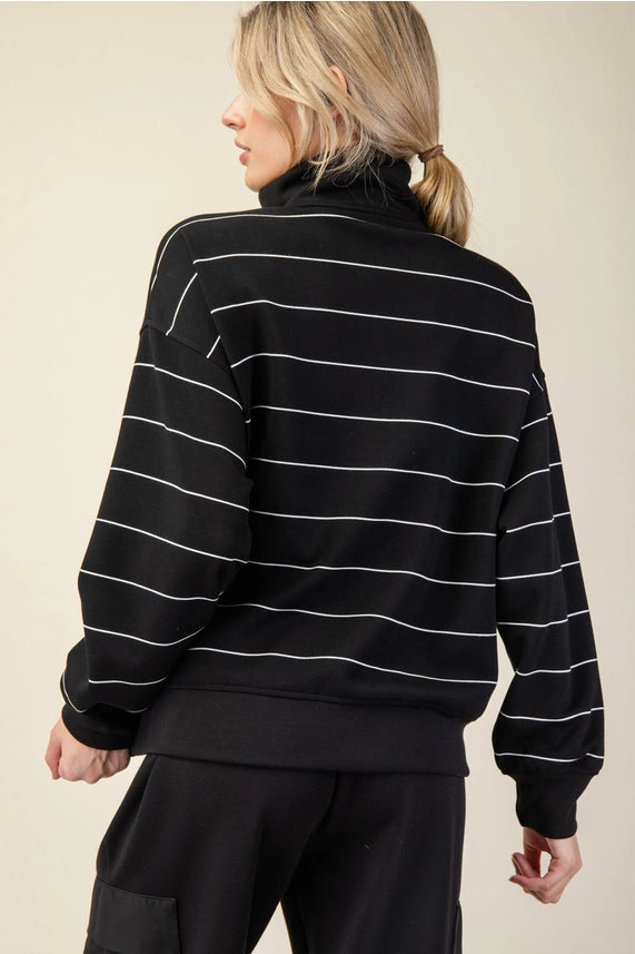 Stripe Quarter Zip Pullover