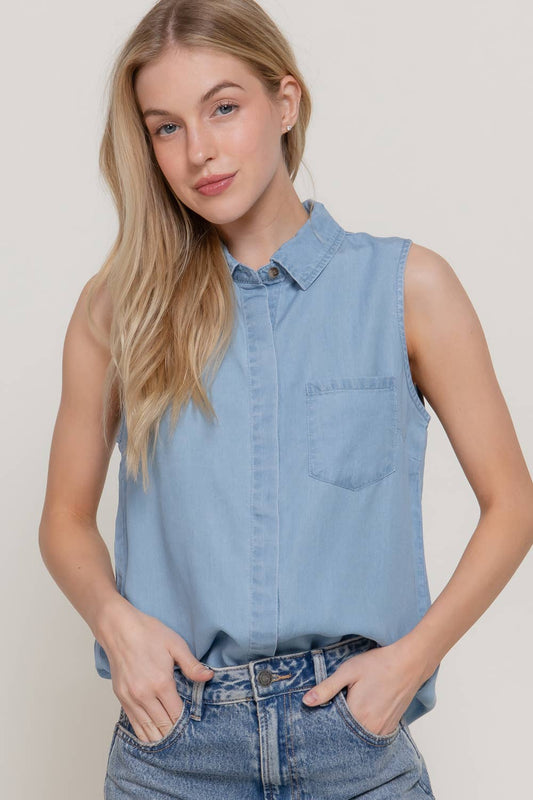 Sleeveless Tencel Shirt