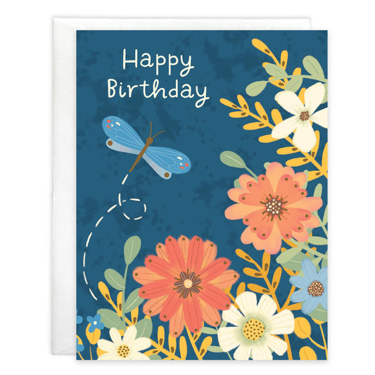 Birthday Card | Dragonfly Flowers