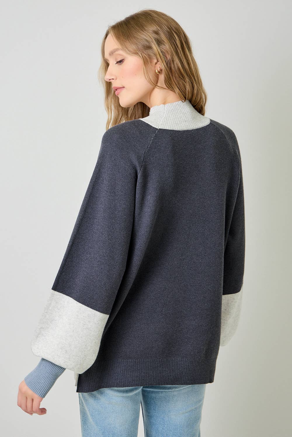 Mock Neck Color Block Sweater