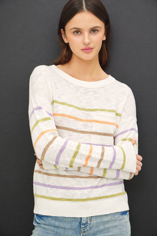 Spring Striped Slub Sweater