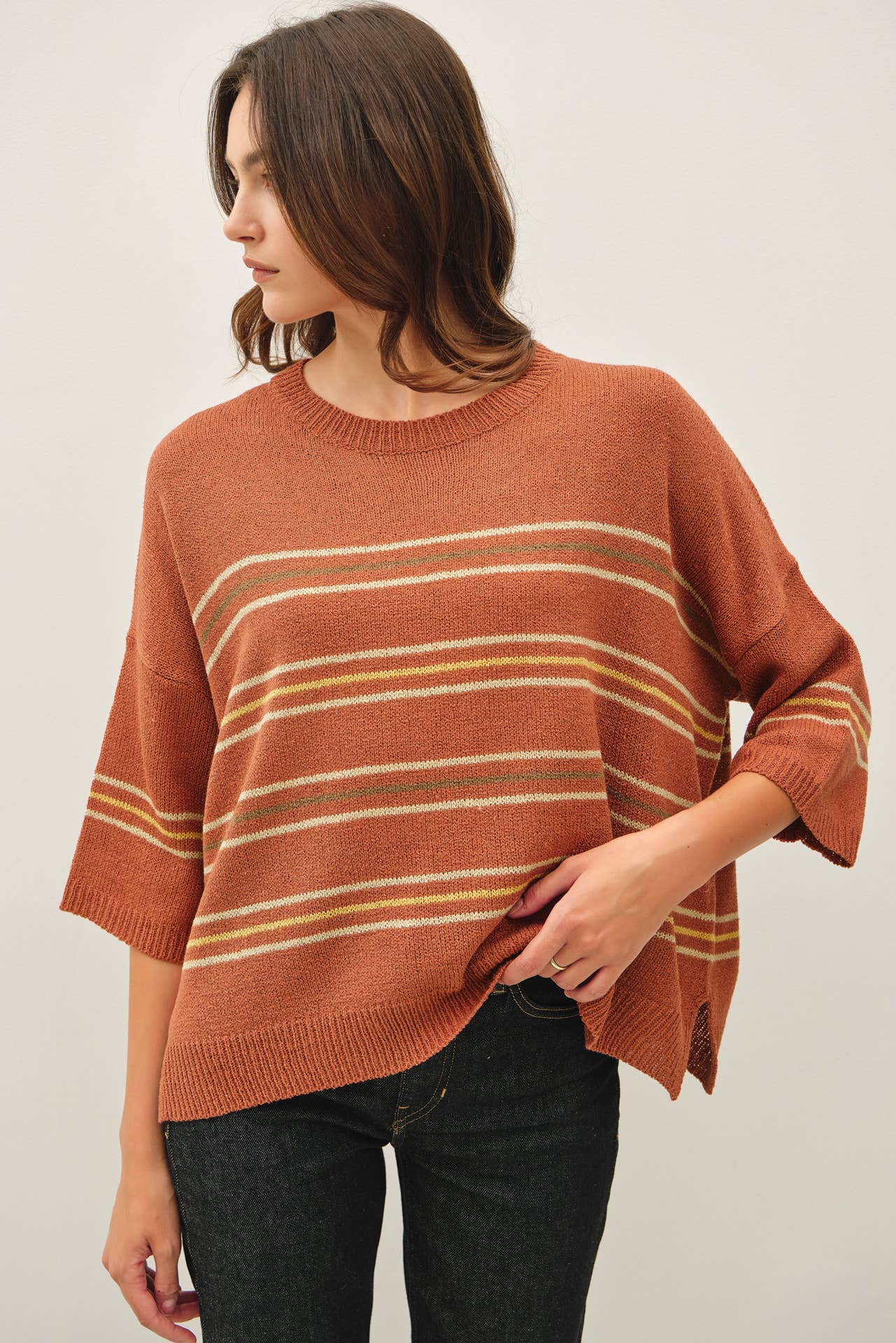 Oversized Drop Shoulder Sweater | Rust