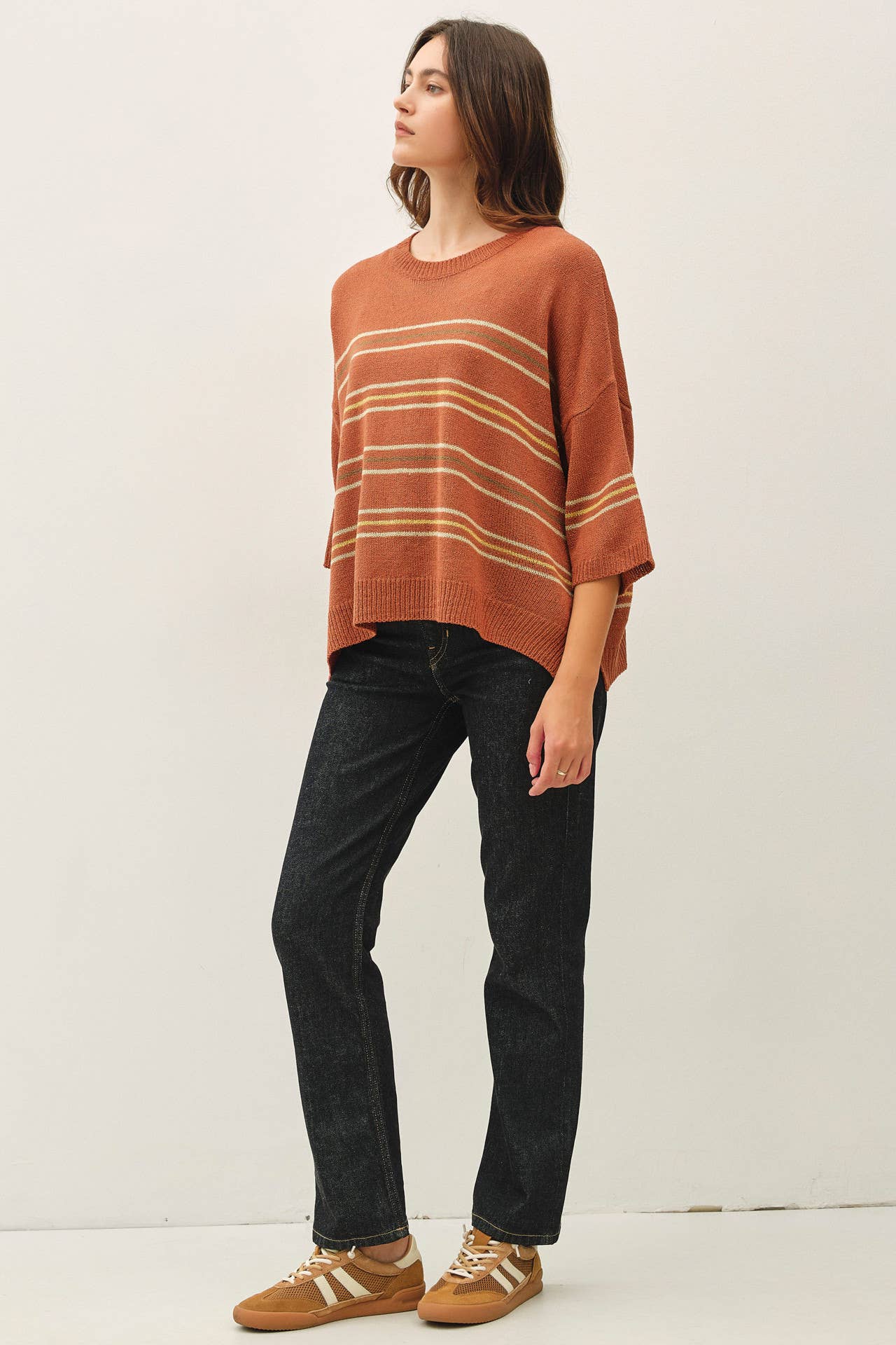 Oversized Drop Shoulder Sweater | Rust
