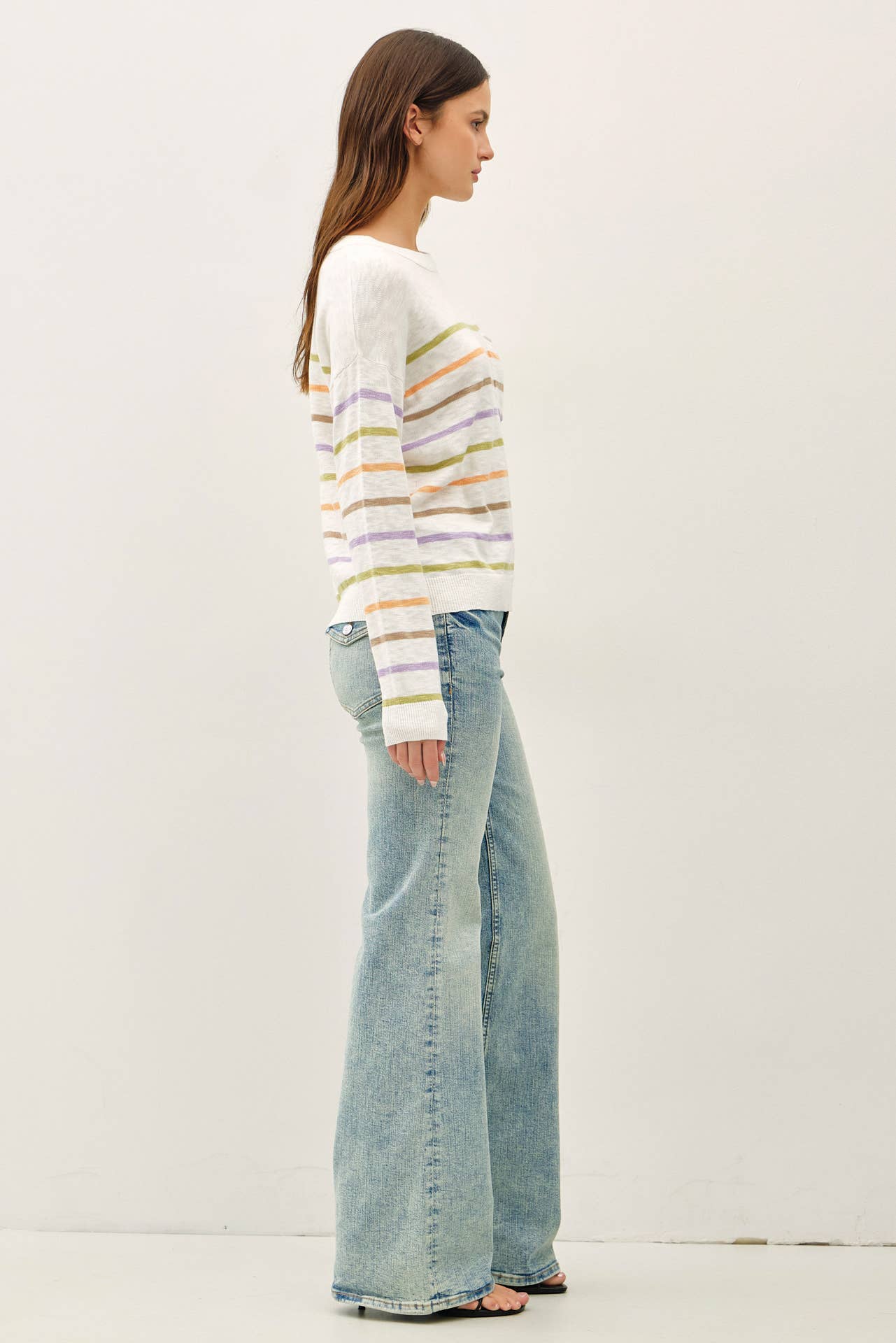 Spring Striped Slub Sweater