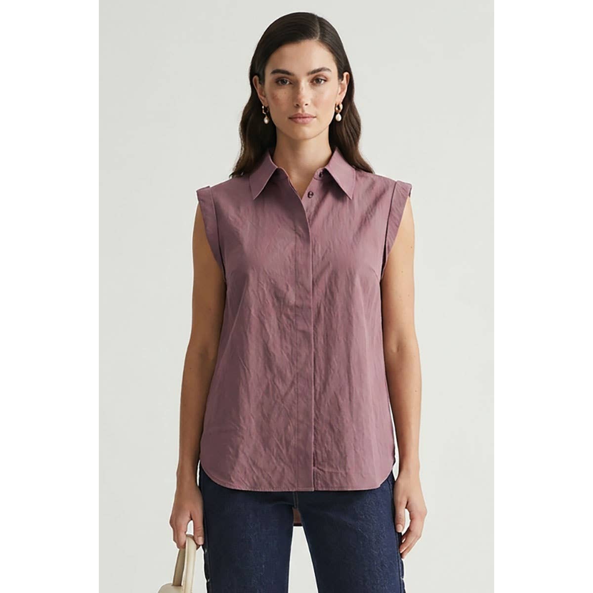 Cap Sleeve Hidden Placket Blouse