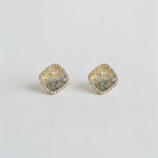 Square Pave Stud Earrings