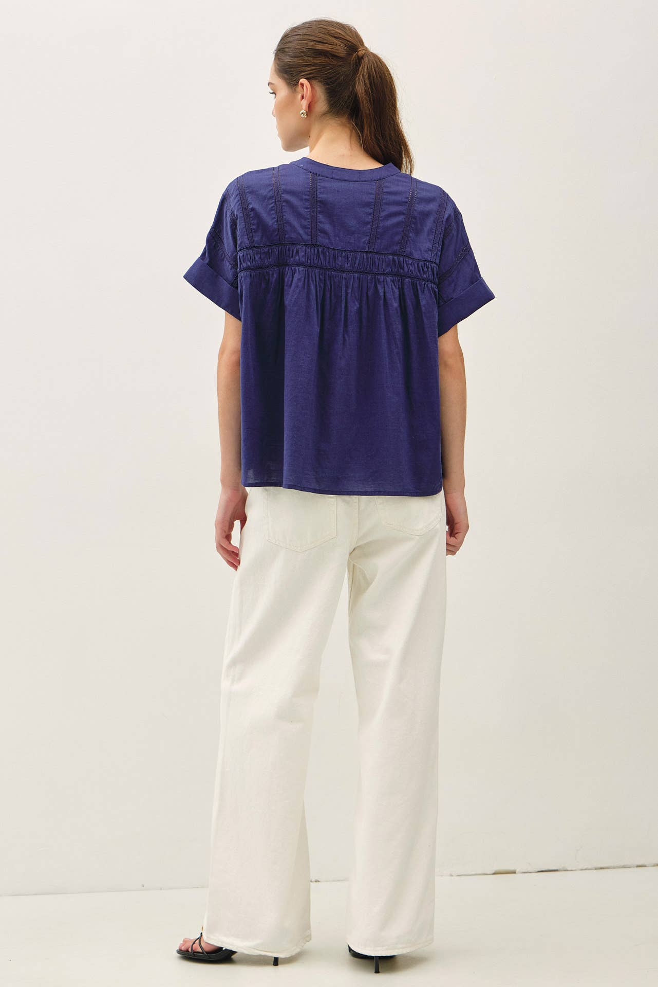 Eyelet Laced Dolman Sleeve