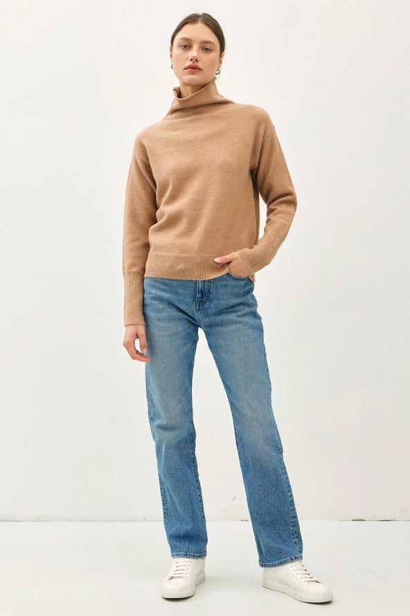 Raw Edge High Turtleneck Sweater