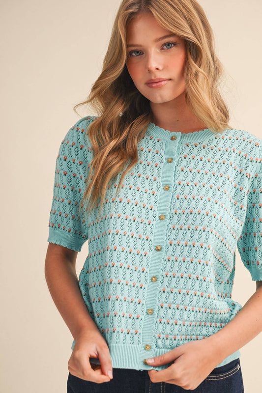 Pointelle Puff Sleeve