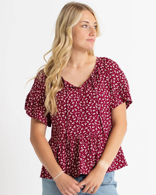 Floral Print Peplum Blouse