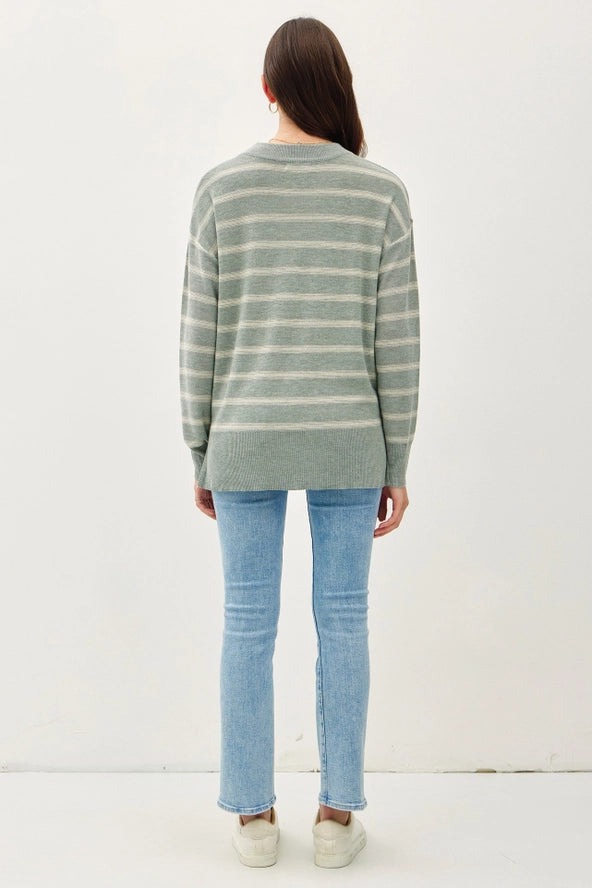 Oversized Brush Striped Basic Sweater