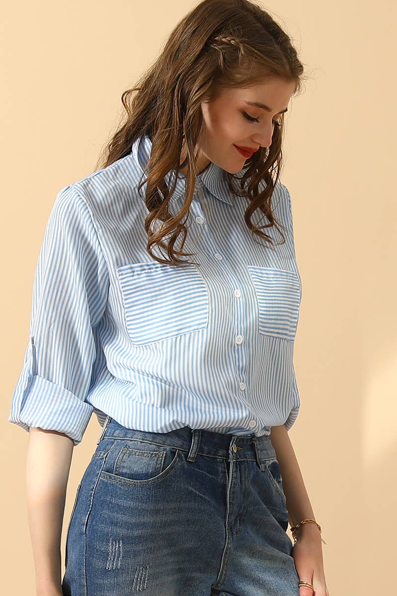 Striped Button Down Blouse