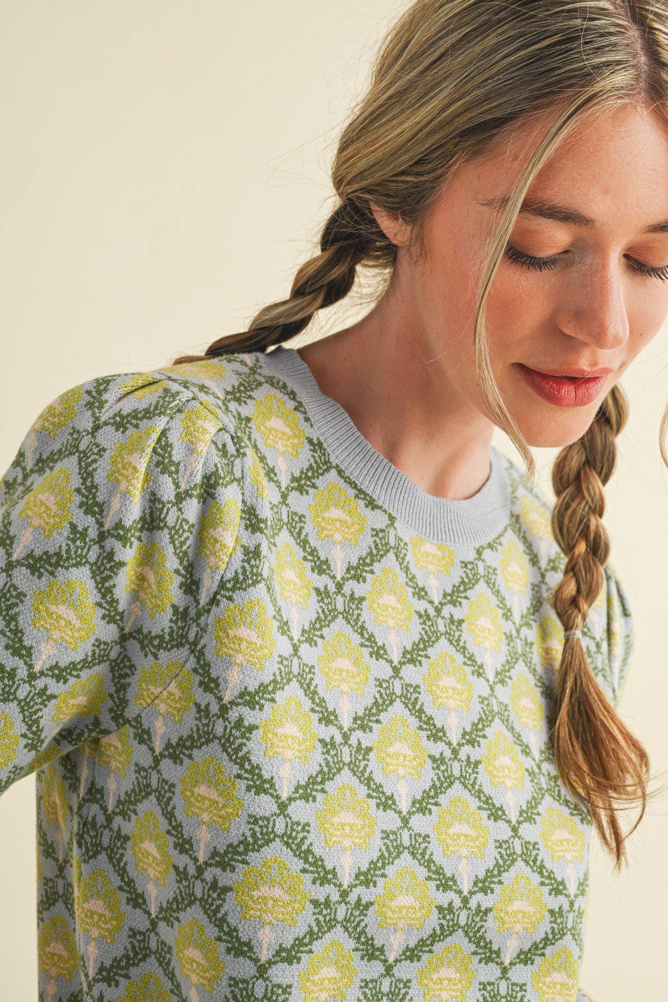 Floral Short Sleeve Sweater