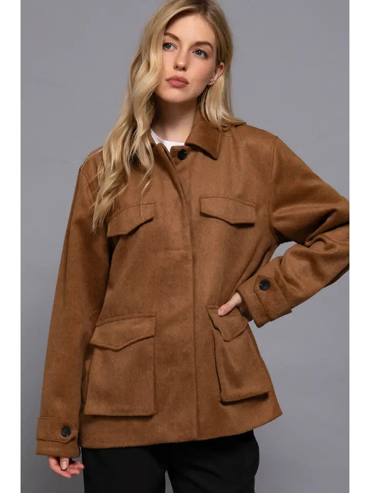 Felt Shacket | Camel