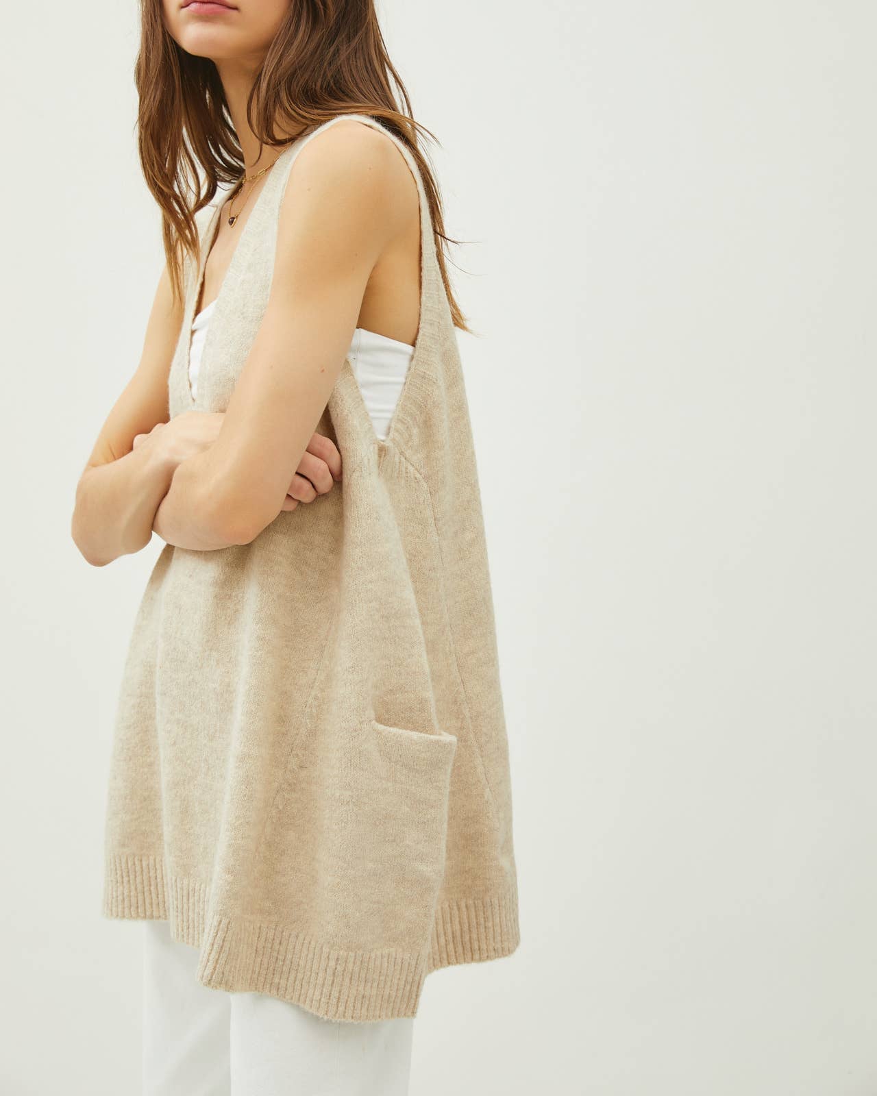 V-Neck Sweater Vest | Natural