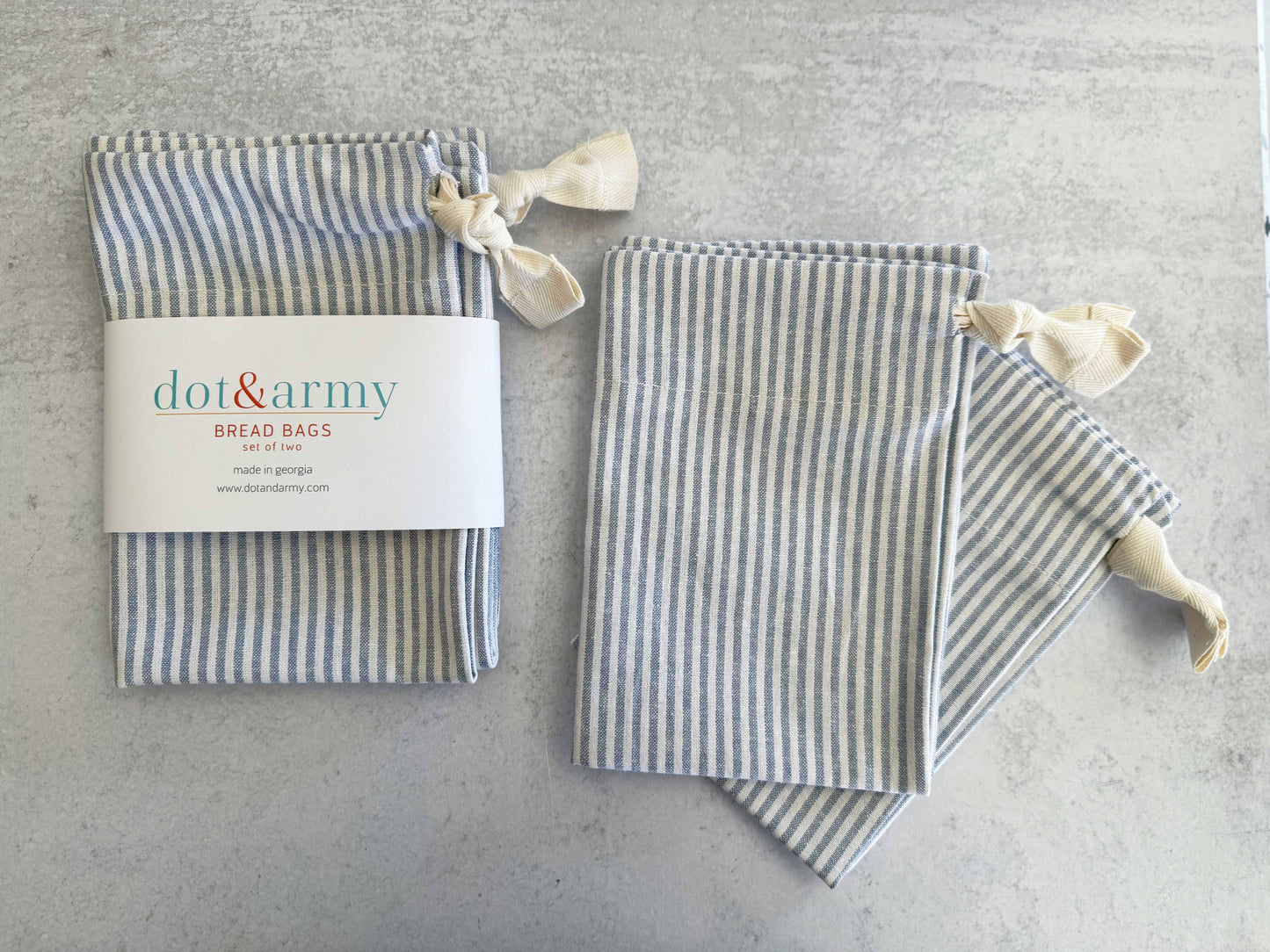 Bread Bag 2 Pack | Dusty Blue Stripe