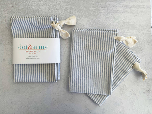 Bread Bag 2 Pack | Dusty Blue Stripe