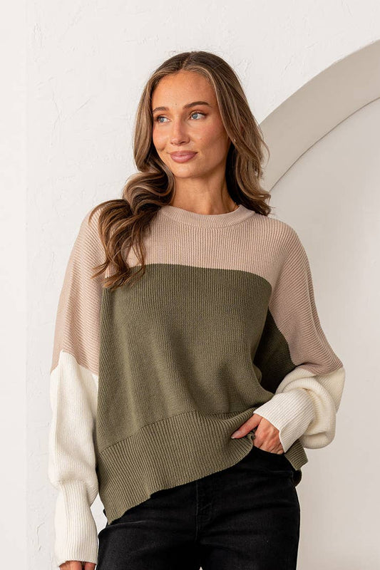 Oversized Color Block Sweater