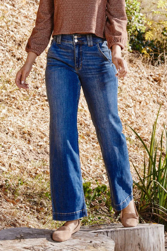 High Waist | Wide Leg | Double Button Jeans