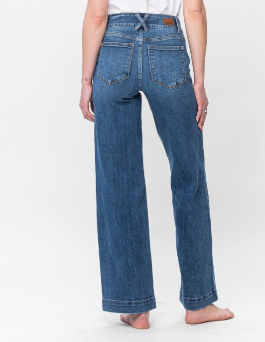 High Waist | Wide Leg | Double Button Jeans