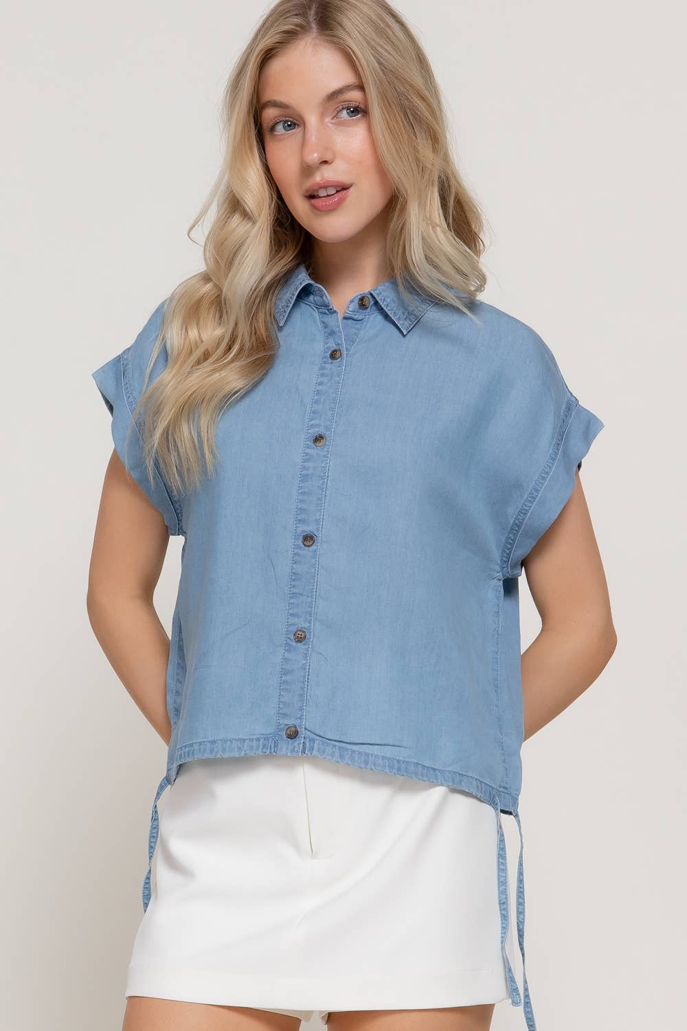 Short Sleeve Denim Top