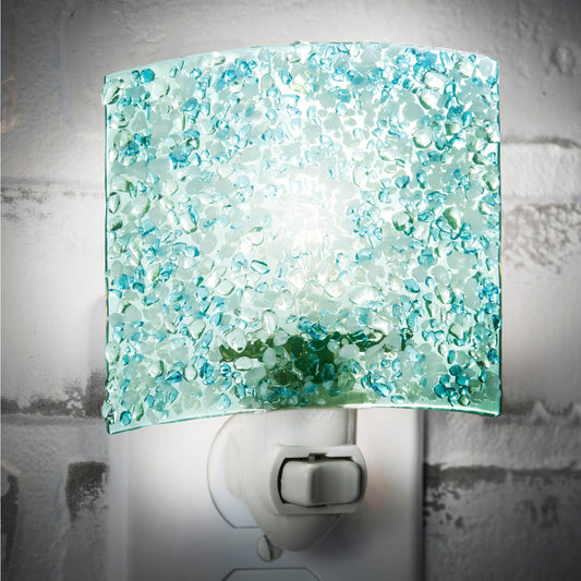 Glass Night Light | Blue, Green, Crystal Chips Fused