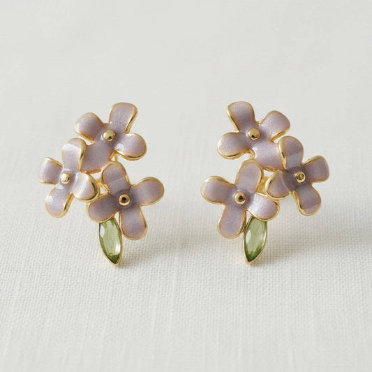 Purple Flower Stud Earrings