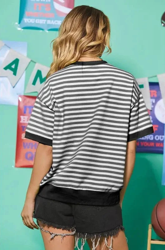 Crew Neck Oversized Stripe Top