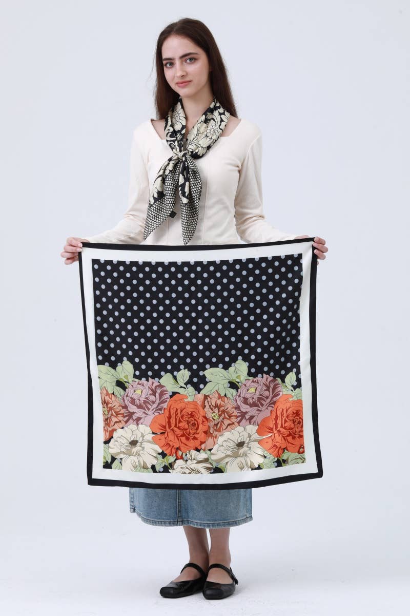 Polka Dot & Floral Reversible Scarf