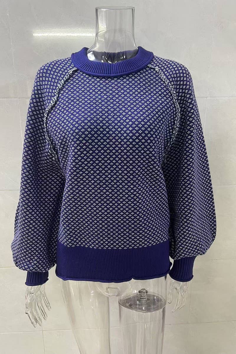 Jacquard Crew Neck Sweater