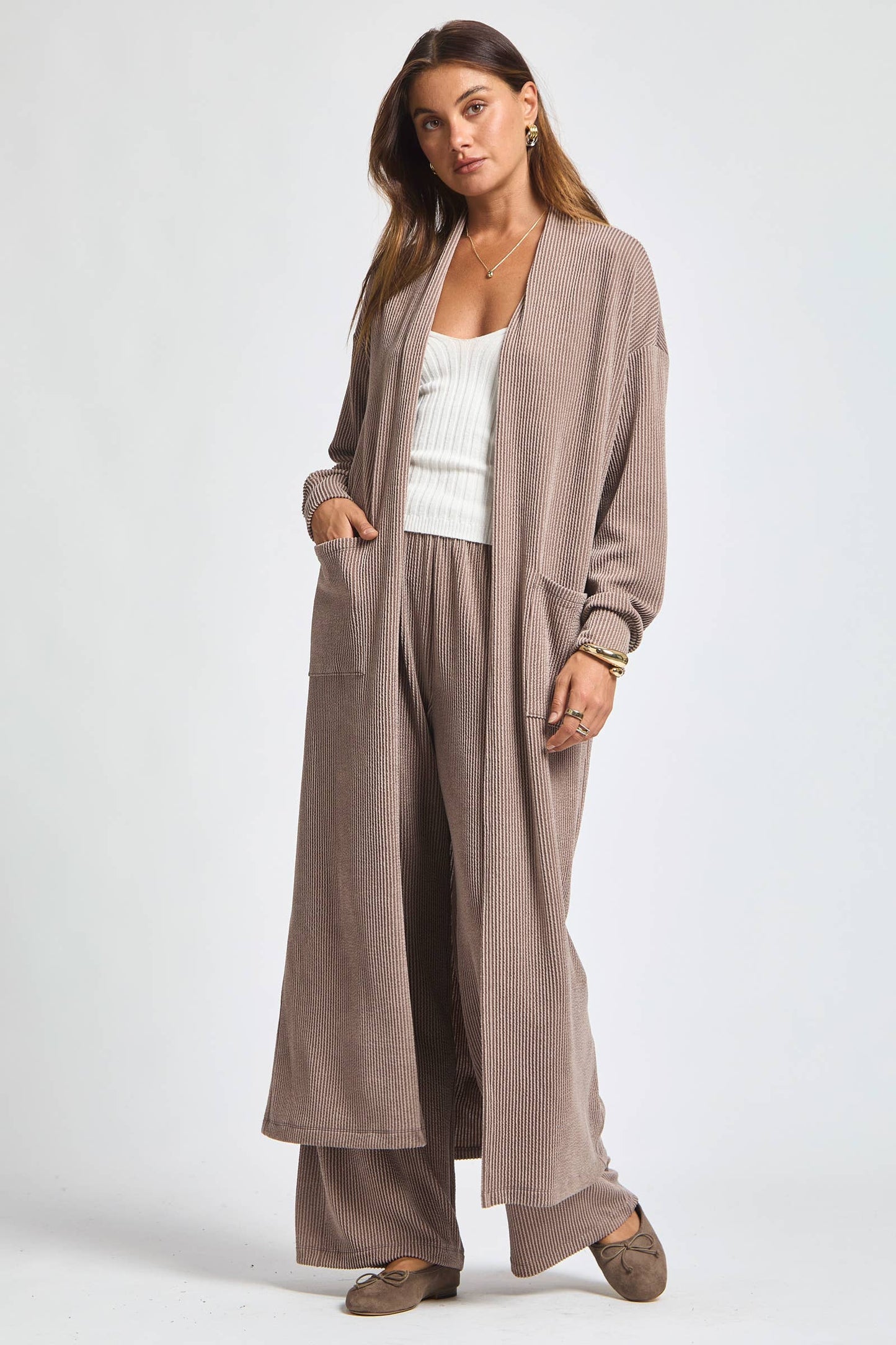 Longline Cardigan + Relaxed Pants Set