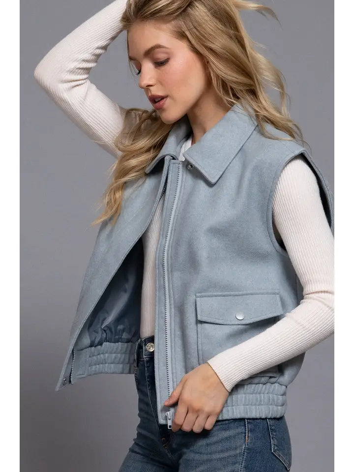 Notched Collar Soft Felt Vest
