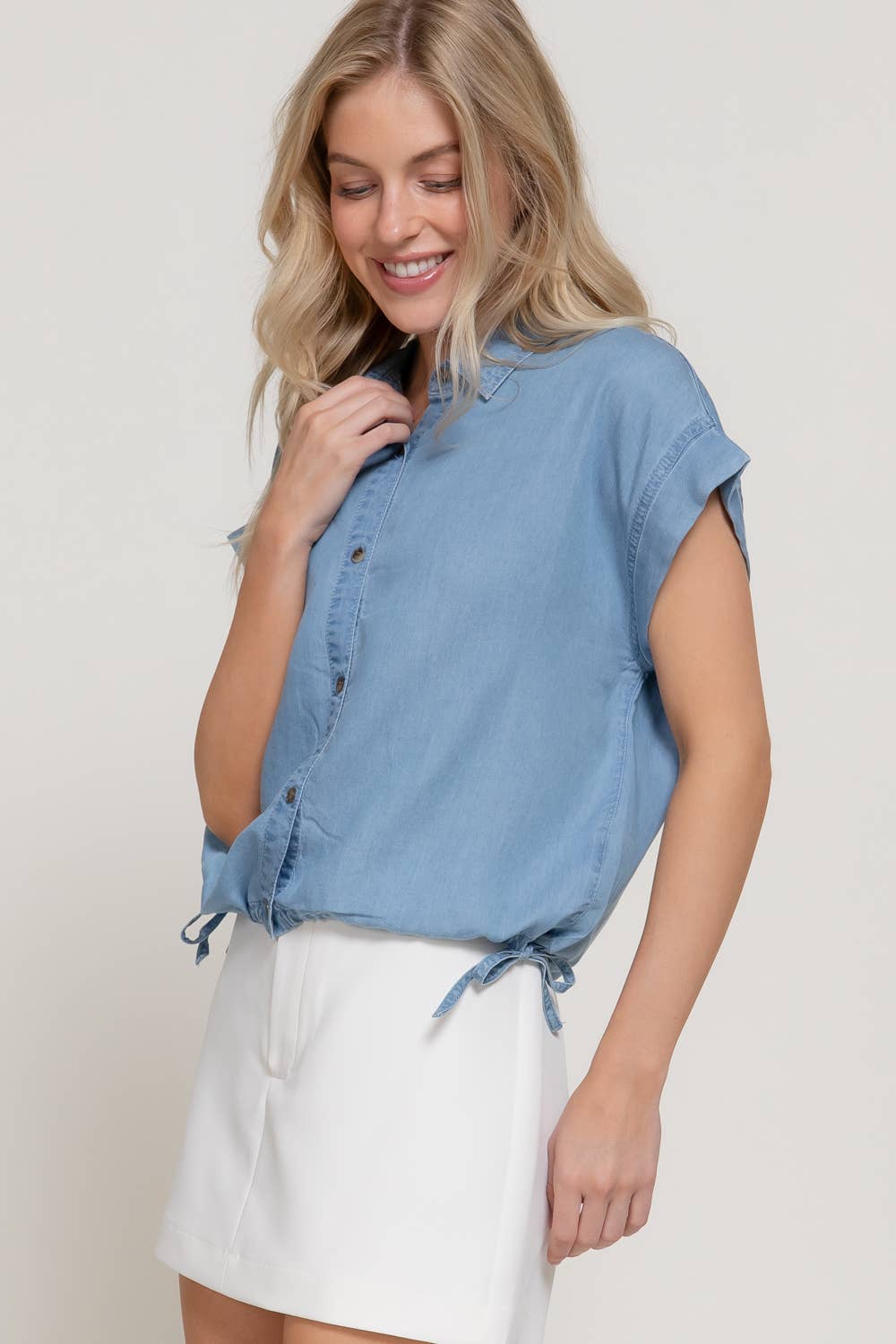 Short Sleeve Denim Top