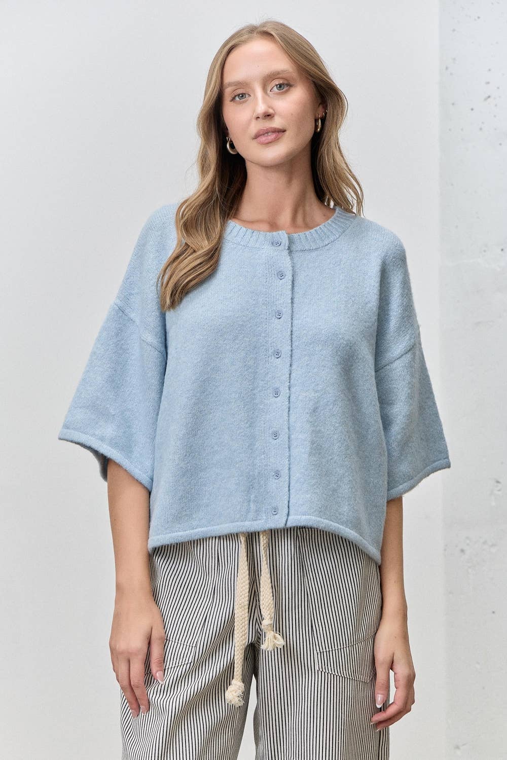Short Sleeve Knit Cardigan