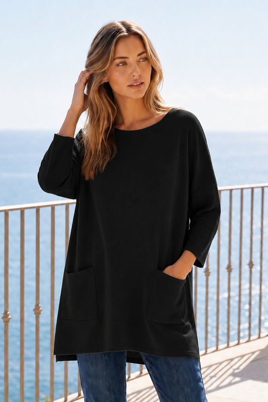 Double Pocket Front Cashmere Hacci Tunic