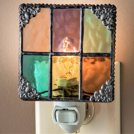 Jewel Tones Stained Glass Night Light